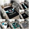 Port Adelaide Football Club Area Rug, Black Background Team Logo Print Non Slip Floor Carpet for Living Room