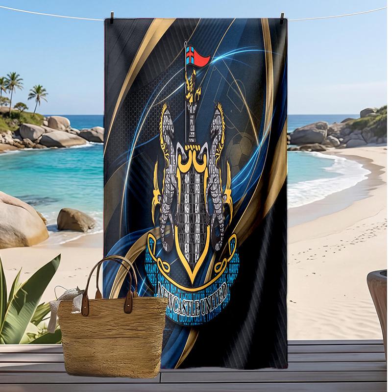 Newcastle United Football Print Beach Towel, Large Soft Quick Dry Towel for Beach Camping Swimming