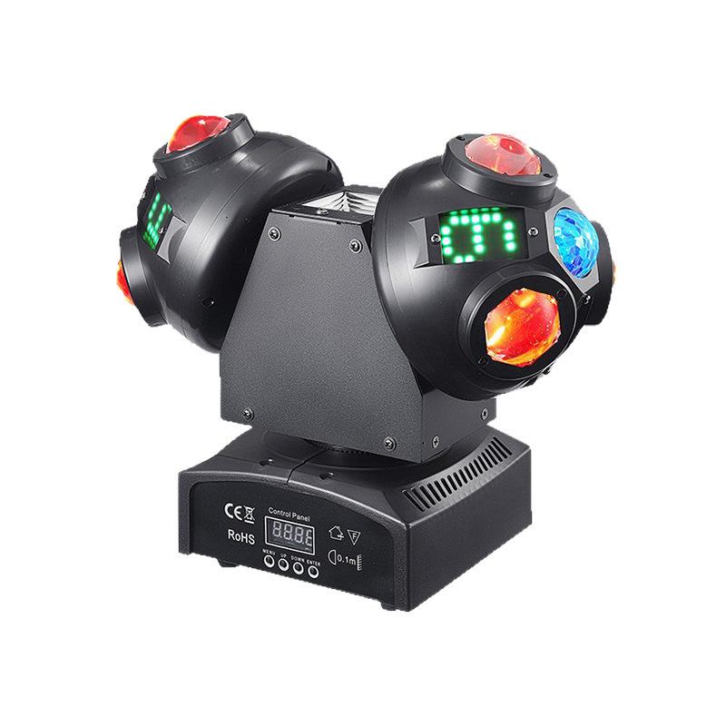 Double Ball LED Phantom Color Moving Head Light Bar with Voice Control & Seven-Color Rotating Strobe for Stage and KTV Atmosphere
