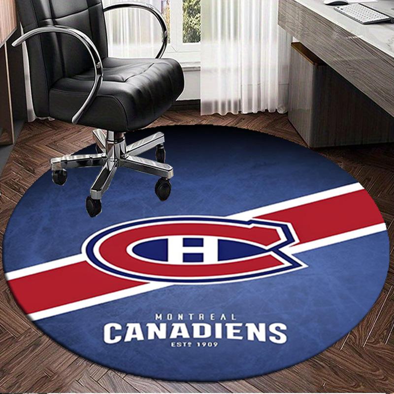 1PC Canadiens Hockey Team Round Rug, Non-slip Chair Mat, Home Decor, Circle Carpet Perfect for Office, Bedroom, Living Room,Christmas gift