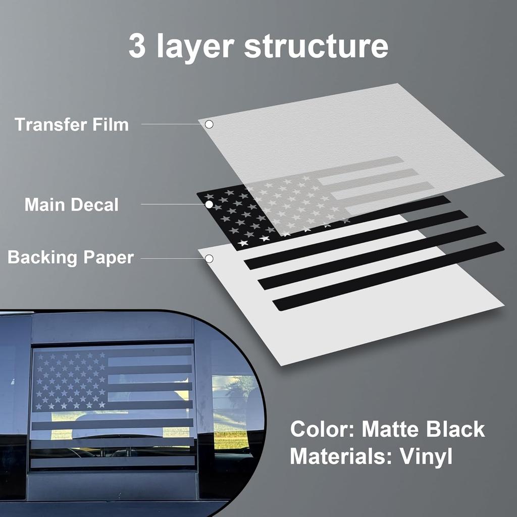 Zhizhong Rear Middle Window Decal Compatible With RAM 1500 2500 3500 2009- 2024, American Flag Back Sliding Window Sticker
