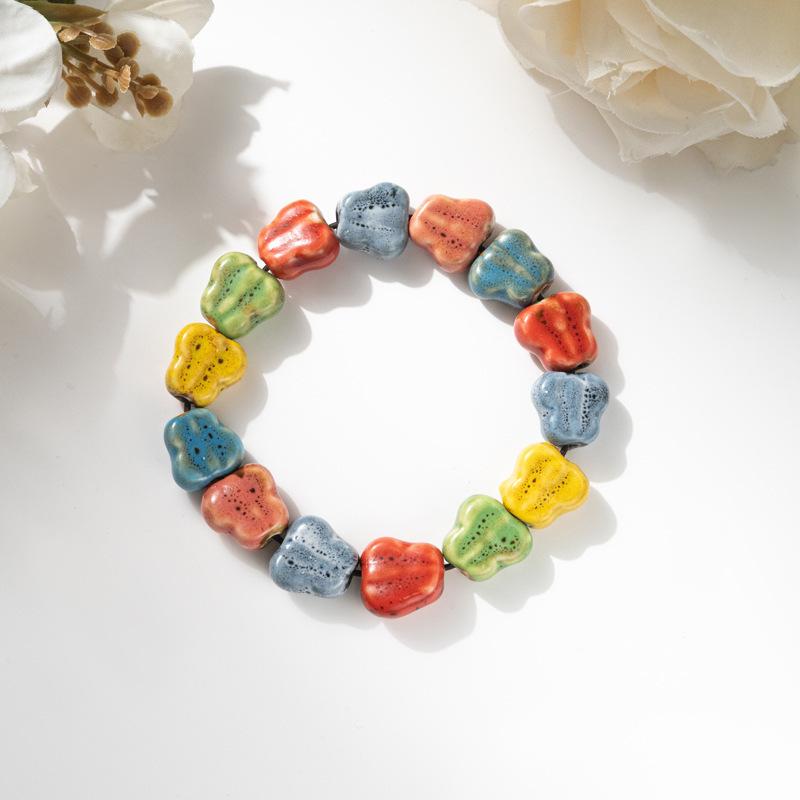 Retro Ceramic Bracelet - Chinese Style, for Both Men and Women, with Colorful Beads, Simple Design Hand Chain
