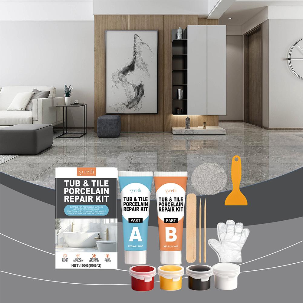 Porcelain Repair Kit White Bathtub & Tile Repair Kit For Shower Fiberglass Acrylic Ceramic Chips Cracks Holes Fix Repair Paste