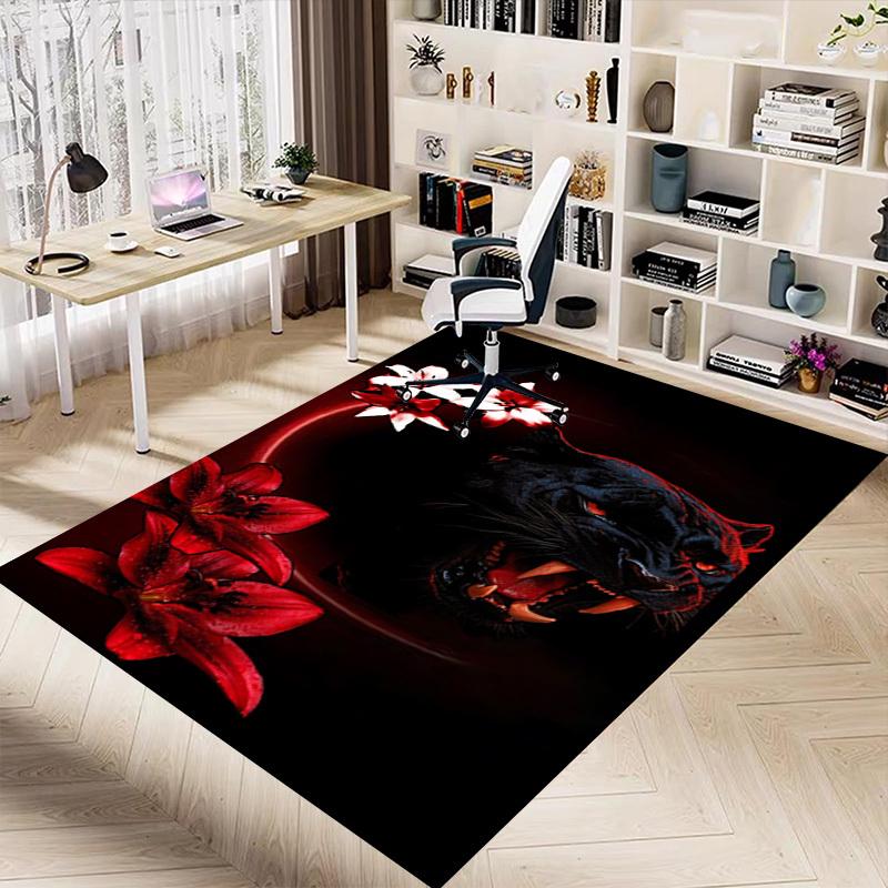1pc Panther Flowers Carpet Anti Slip Polyester Floor Mat for office,Bedroom