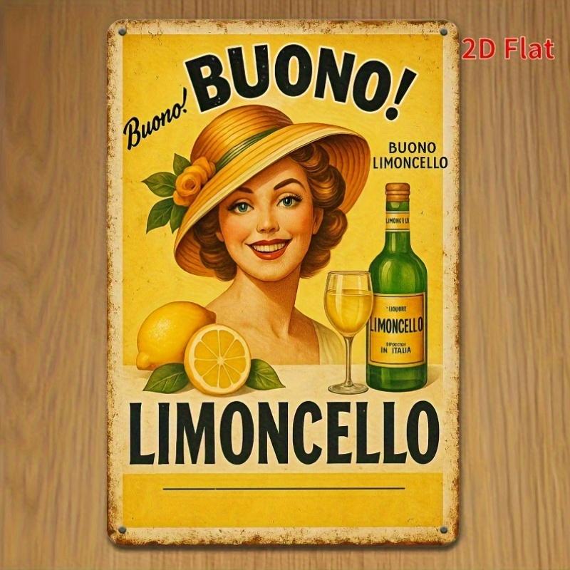 

Металлическая табличка высокой четкости Buono Limoncello Ретро Итальянский плакат Винтажный лимонный ликер Настенное искусство Декор для домашнего бара Кухни 20x30cm（7.8x11.8inch）