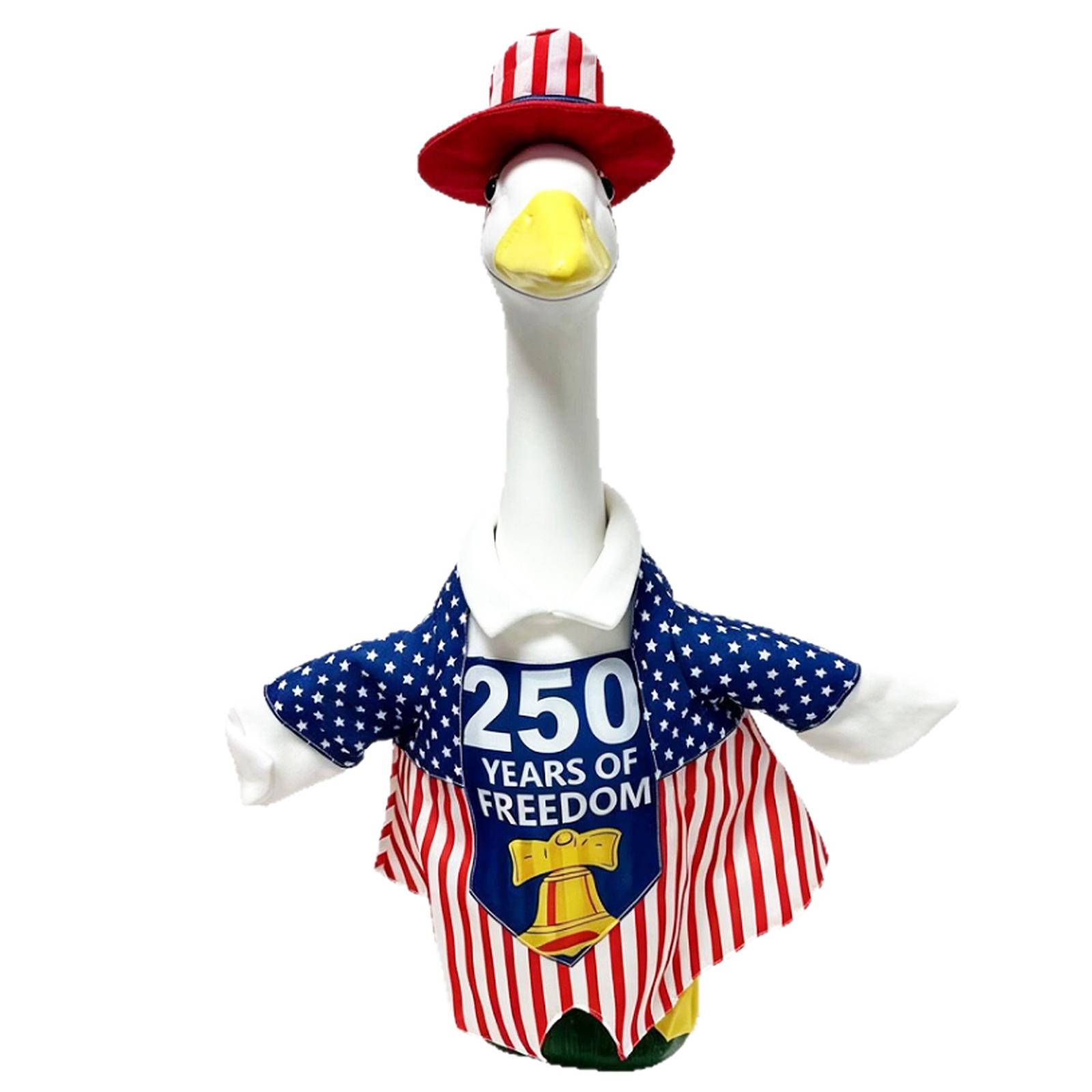 4th of July Patriotic Porch Goose Outfits Multi Purpose Geese Statue Costume Set Weather Resistant for 23 Inch Goose Statues