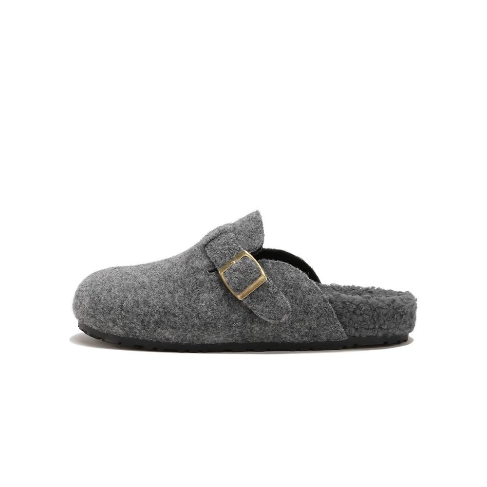 Yuanlitong Winter New Inner Height Increase Thick Velvet Warm Fluffy Shoes Women's Half-drag Empty Boboken Shoes Women's Cotton Shoes