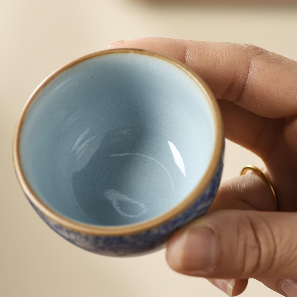 Ru Kiln Travel Tea Set One Pot Four Cups With Gift Box Outdoor Portable Tea Pot Ceramic Business Gifts