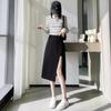 2024 Summer French Irregular Midi Skirt: Hip-Hugging A-Line with Slit Detail
