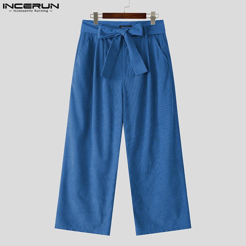 INCERUN Pánské vícekapsové bandážové zapínání na zip v pase Texturované jednobarevné harémové kalhoty