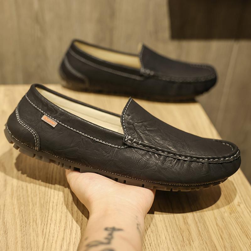 Genuine Leather Men Casual Shoes Spring Summer Men Flats Lightweight Walk Loafers Man Slip on Boat Shoes Leisure Business Shoes