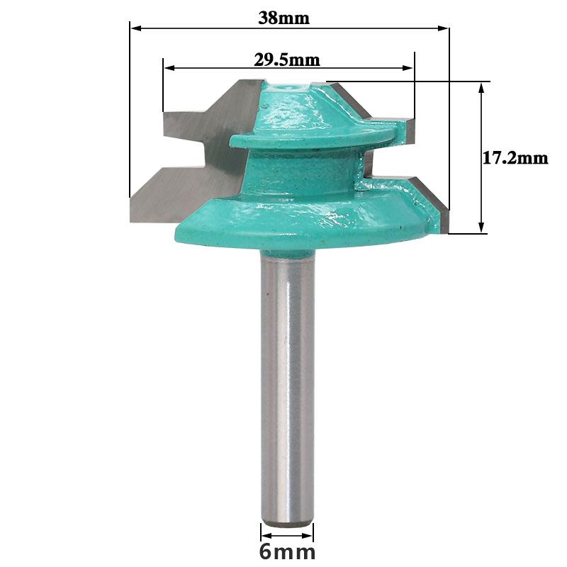Middle Lock Miter Router Bit - 45 Degree 6mm 1/4 Inch Shank Tenon Cutter for Woodworking Tools