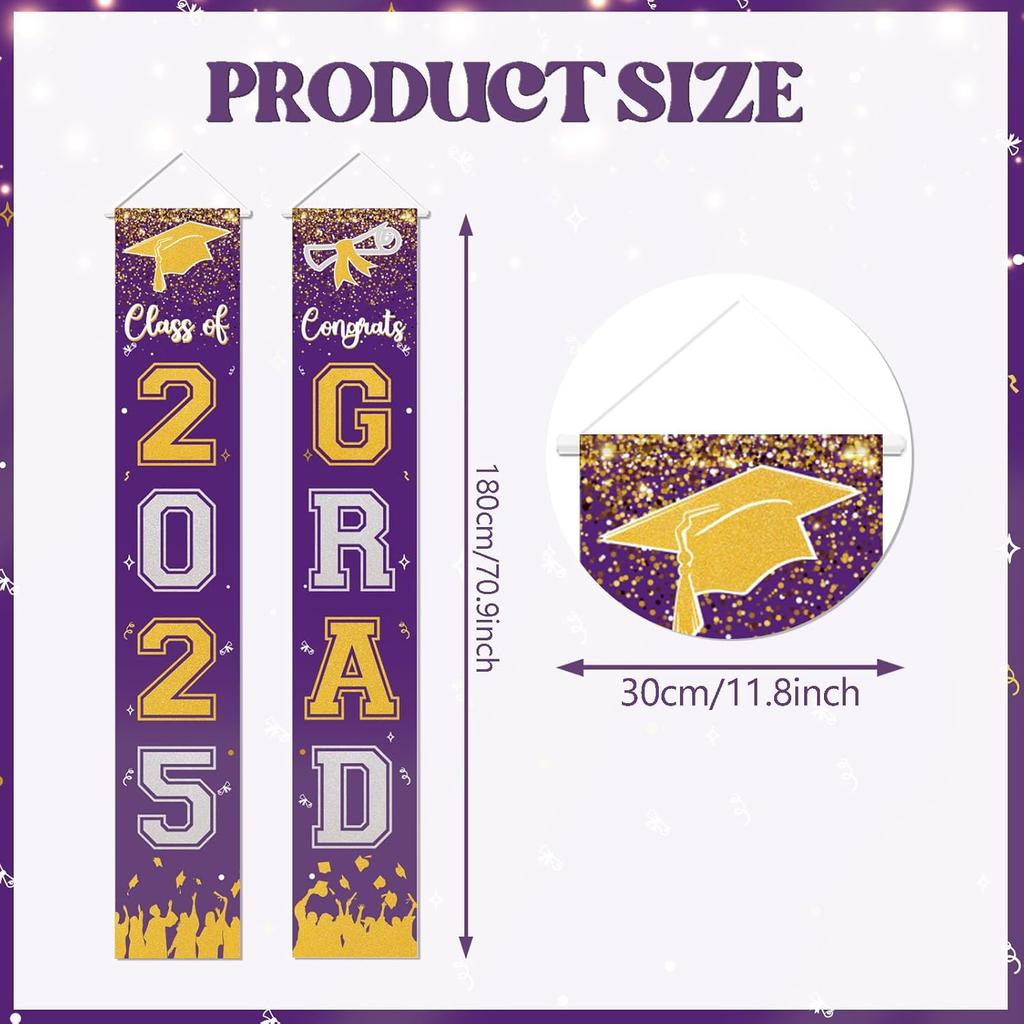 2025 Graduation Decorations - Class of 2025 Porch Banner Sign Congrats Grad Porch Banner, Graduation Party Decorations for Home/School Porch Door