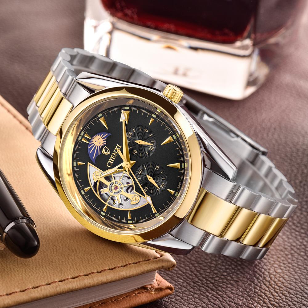 Chenxi Top Brand Business Luminous Men's Tourbillon Waterproof Wrist Full Stainless Steel Automatic Mechanical Business Watches