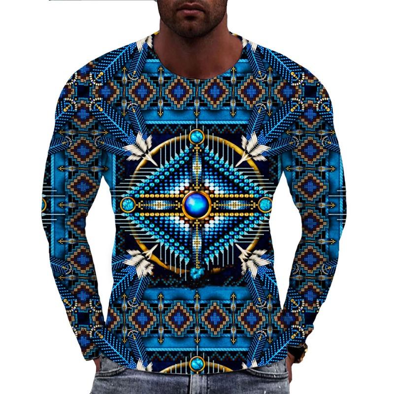 Indians Culture Men's Long Sleeve T-shirts 3D Print Fashion Harajuku Men T Shirt Top Street Loose Tee Casual Sports Men Clothing