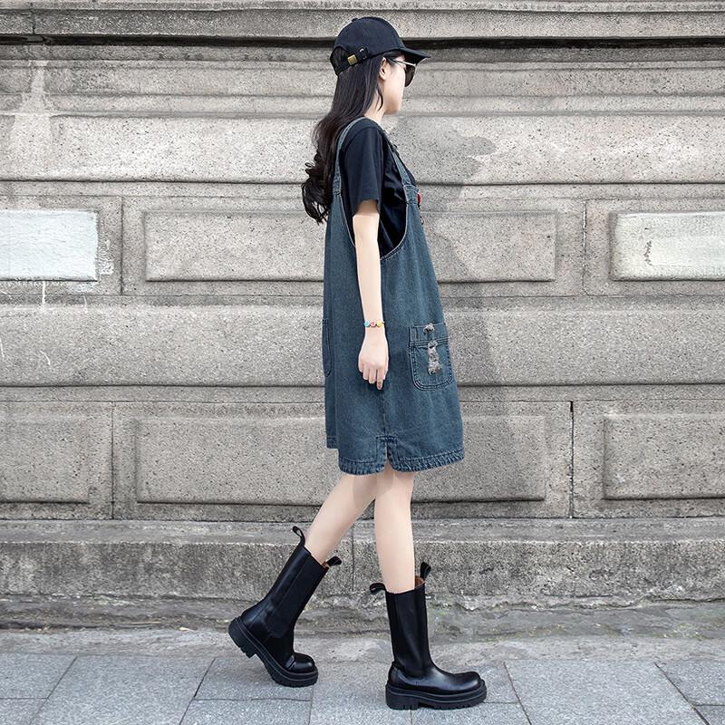 Women's Retro Denim Suspender Dress