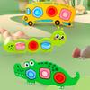 3Pcs Stress Relief Push Bubble Toy Toddlers Fine Motors Skills Cartoon Caterpillar Crocodile School Bus Flipping Bubble Sensory Fidget Toy Travel