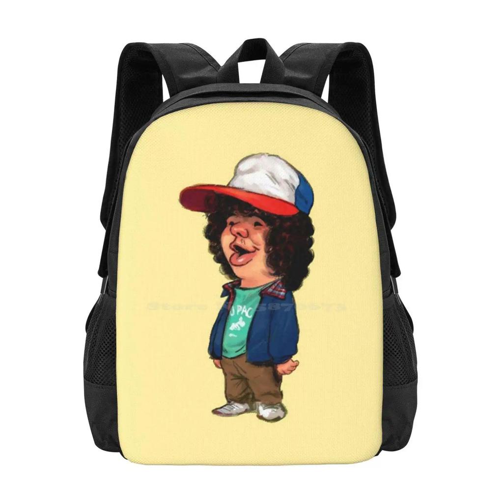 - Dustin Pattern Design Bag Student's Backpack Dustin Mike Eleven Lucas