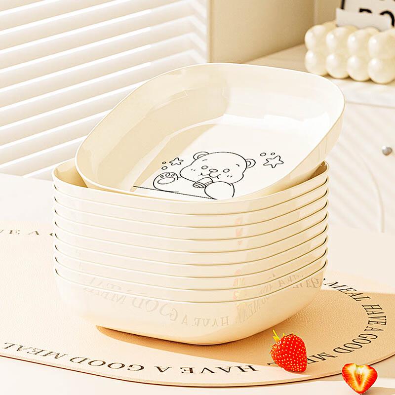 Легкая Роскошь Круглые Мультяшные Пластиковые Костяные Тарелки - Упаковка 10 шт.