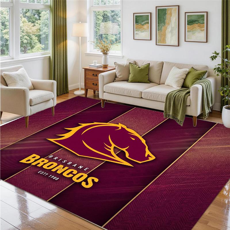 Tappeto in Velluto di Cristallo Design Brisbane Broncos Tappetino Decorativo Morbido per Camera da Letto Ingresso