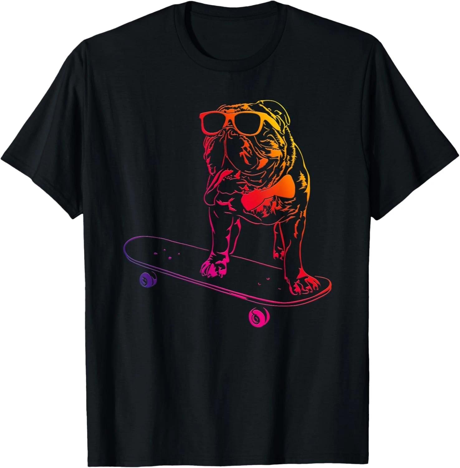 Funny Skateboard English Bulldog skateboarding dog lover dog Gift Unisex T-Shirt S