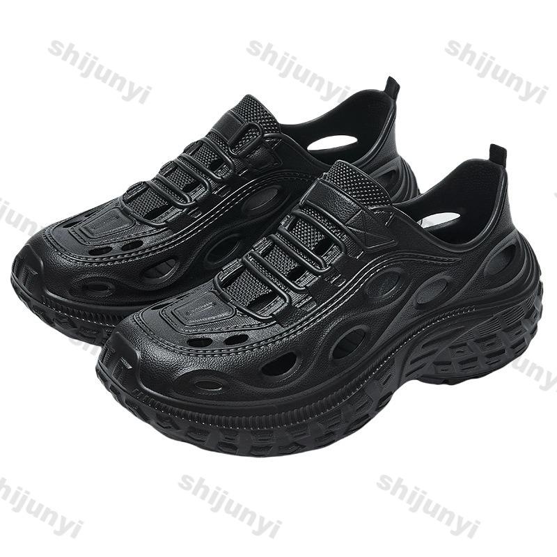 Fashion Couple Sandals Summer New Hollow Breathable Men's Beach Shoes Comfortable Height Increase Fashion Slip on Women's Casual Shoes