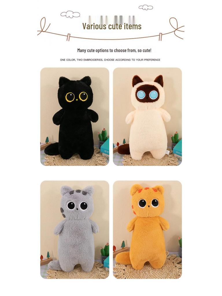 Cross-Border Big Eye Cat Long Pillow Plush Toy