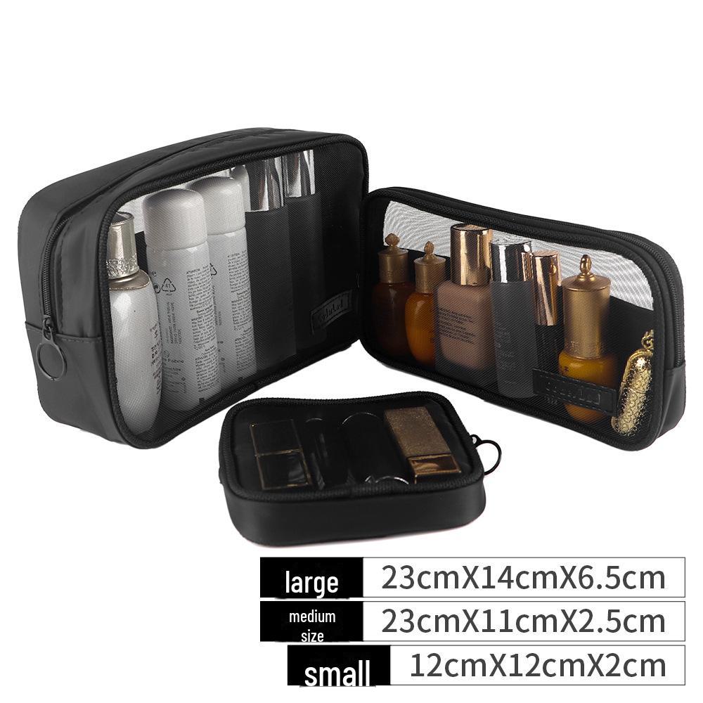 Korean Mini Mesh Travel Cosmetic Bag Set - Cute, Portable, Simple Storage Solution