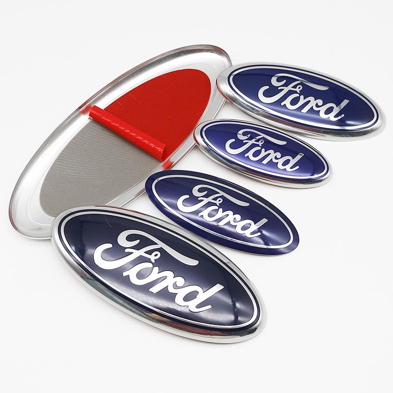 HFVS5 Ford Metal All Sizes Logo For Focus Edge Mondeo Ecosport Fusion Fiesta Rear Trunk Emblem Metal Cover Sticker Badge Classic Blue