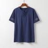 Summer thin linen short-sleeved T-shirt set men's Chinese cotton and linen half-sleeved top retro trend V-neck t-shirt
