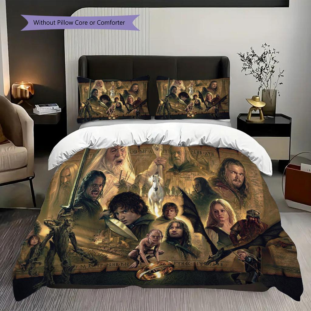Medieval Fantasy Adventure Bedding (1 * Duvet Cover + 2 * Pillowcase, Without Core) 2D Flat Bedding Set Duvet Cover and Pillowcase