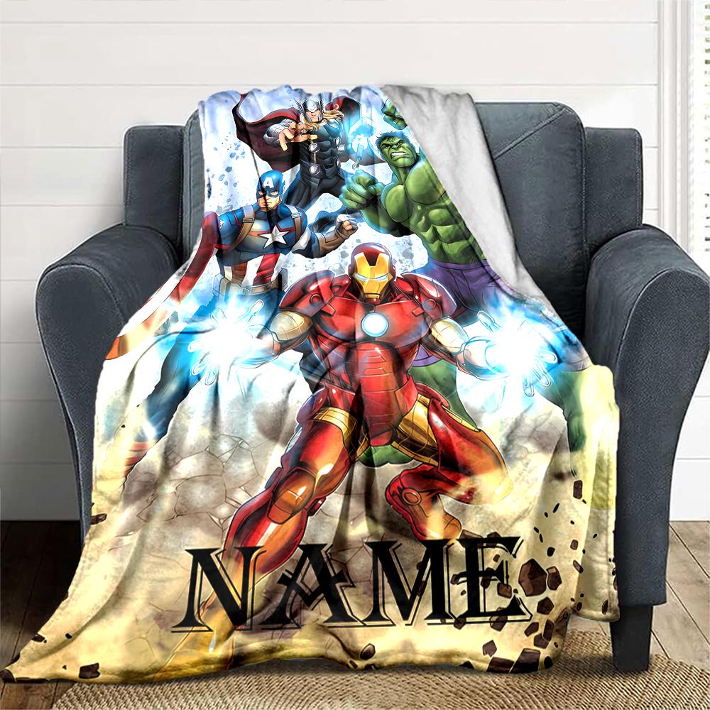 Customiz Name Personality The Avengers Blanket Soft &Warm Sofa Office Bed Travel Lunch Break Blanket, Gift Suitable All Seasons