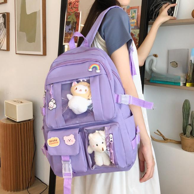 Plecak dla Dziewczynek, Wersja Koreańska, Uroczy Plecak Studenta Kampusu, Swobodny Plecak Komputerowy o Dużej Pojemności