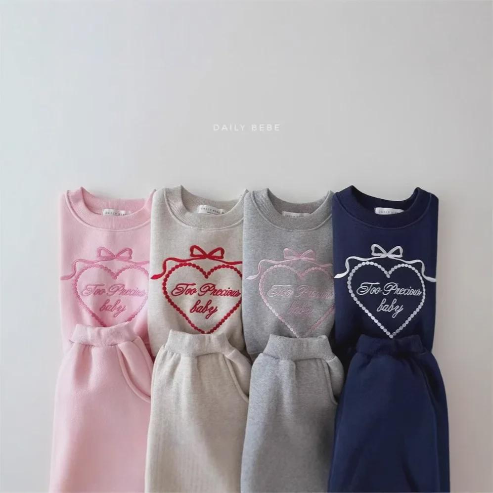Sweet Korean Embroidered Bow Two-Piece Sweater Set for Women, Spring/Autumn