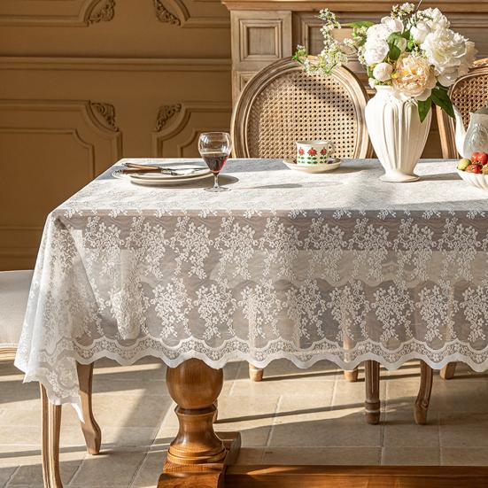 Spetsbordlöpare Rektangulär ihålig duk Dekorativ bordsduk för bröllop Jul Halloween Thanksgiving-fester
