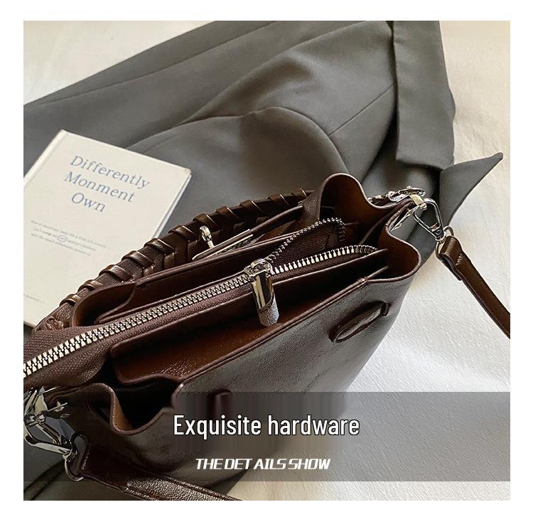 Herbst/Winter Retro Damen Wildleder Schulterhandtasche - High-End Mode Nische Bucket Bag