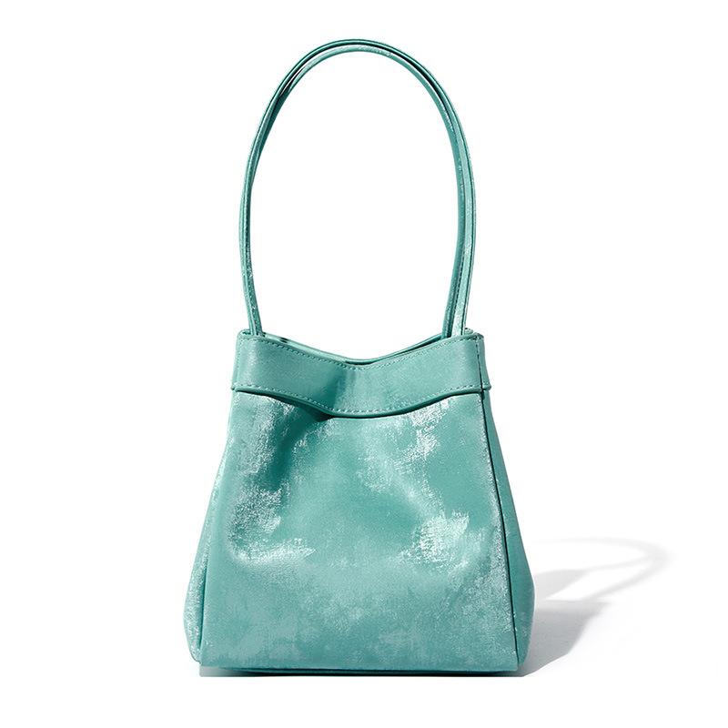 

Новый нишевый дизайн квадратная сумка из коровьей кожи китайская сумка-ведро женская наплечная сумка зелёный