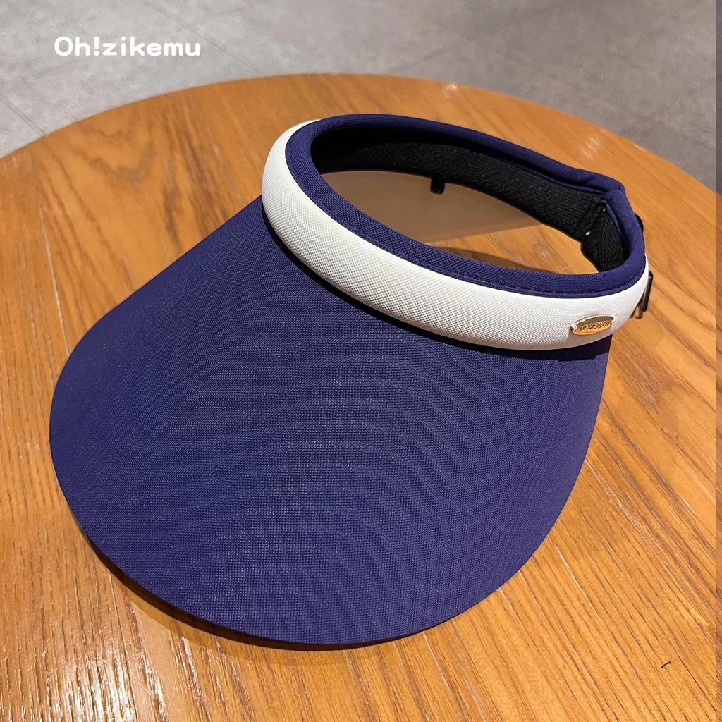 Headband type large eaves empty top sun protection hat for women, outdoor cycling in summer, breathable color matching, small sunshade sun hat for men