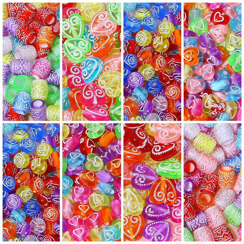 

Acrylic Heart & Barrel Relief Pattern Beads for DIY Jewelry Making