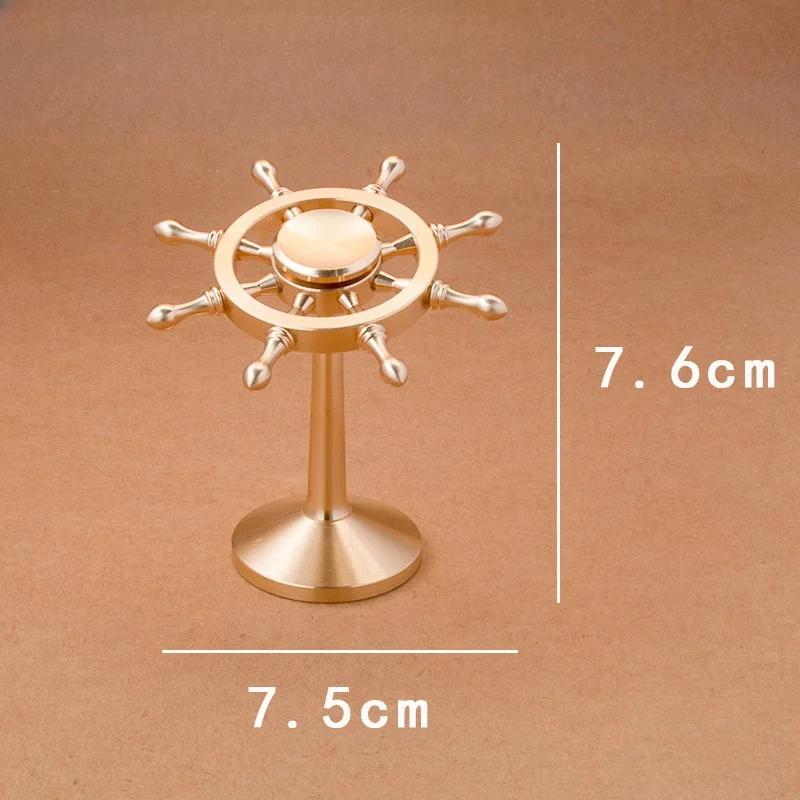 High Quality Brass Rudder Ornoment Rotary Toy Desktop Decoration Helmsman Ship Steering Wheel Metal Handicrafts Festival Gifts