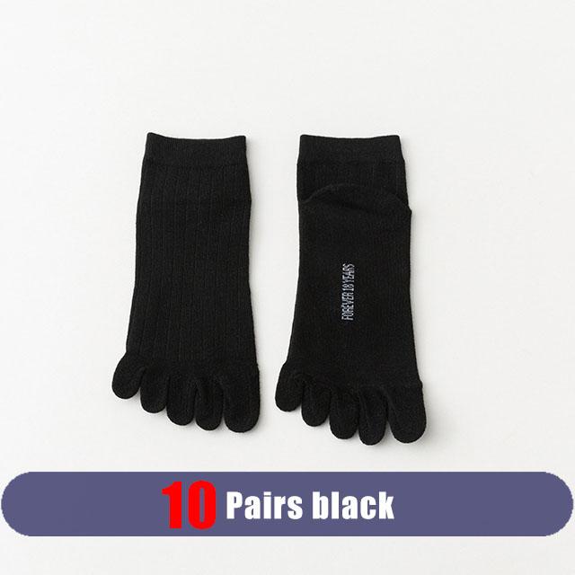10 Paires Chaussettes Cheville Cinq Doigts Homme Coton Rayé Uni Respirant Absorbant la Sueur Jeune Mode Sport Courtes Chaussettes Orteils Étudiant