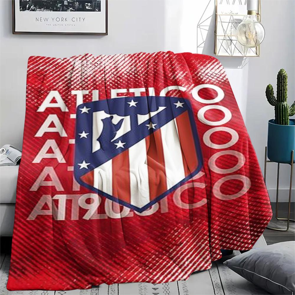 1Pc Atletico Madrid Logo Print Flannel Blanket High Quality Warm Comfortable Cover for All Seasons Perfect for Gifts Home Decor