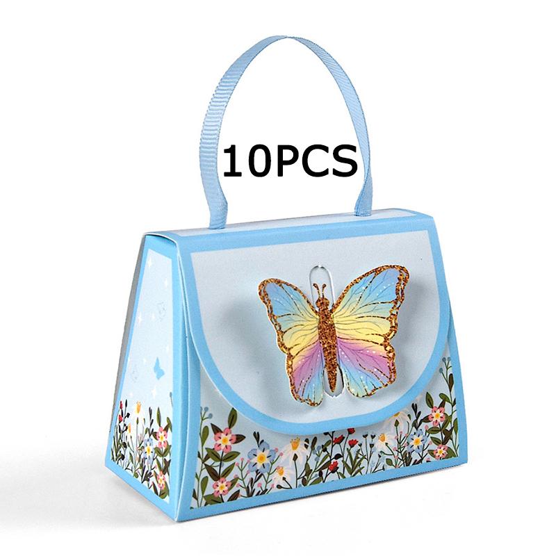 

WTEMPO 3D бабочка маленькая бумажная сумочка складная праздничный декор сувениры подарочные коробки помада бальзам для губ ювелирные изделия мини упаковочные коробки с ручкой 10pcs синий