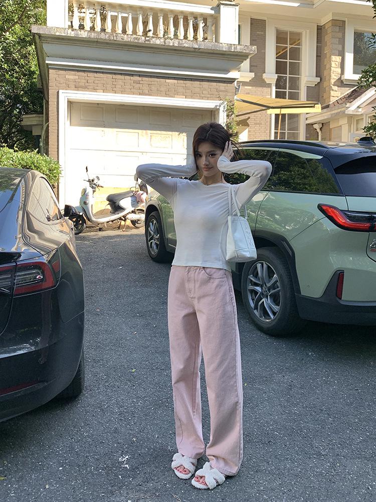 2026 Spring/Summer Women's White Patchwork Long Sleeve Knit Top