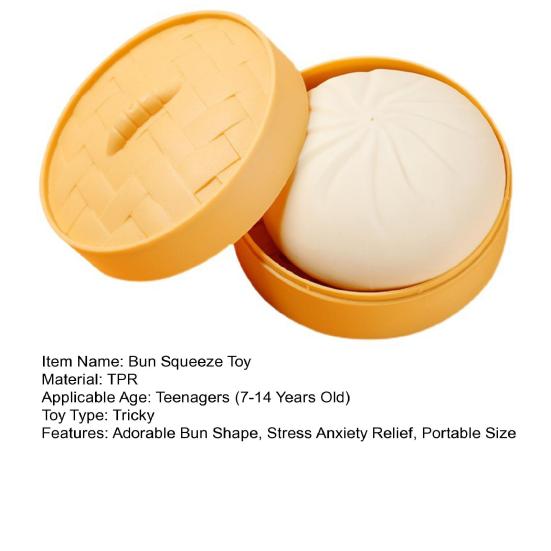 Bun Squeeze Toy with Steamer Anxiety Stress Relief Dough Ball Pinch Sensory Toy Kids Teens