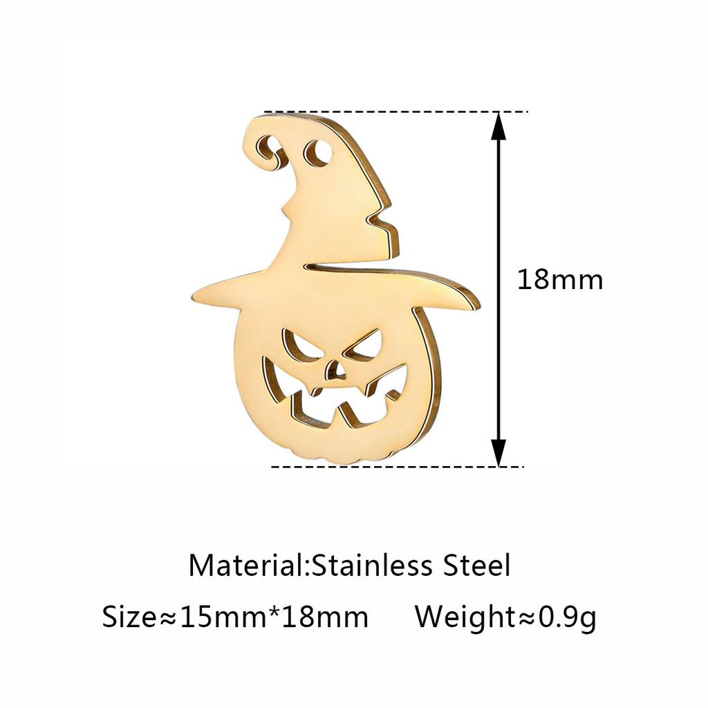 5Pcs/Lot Hollow Halloween Theme Charms Stainless Steel Skull/Pumpkin/Vampire Bat/Witch/Spider/Ghost Pendants For Jewelry Makings