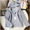 Fashion Short Jacket Women Lambswool Outerwear Thicken Warm Loose Polar Fleece Hooded Zipper Long Sleeve Coat