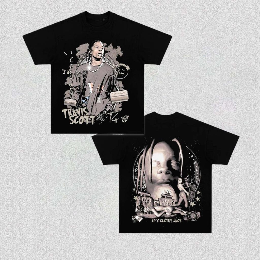 Travis Scott Y2k Graphics 100cotton Unisex Shirt 2026 New Oneck Short Sleeve Unisexs Womens Fashion Hiphop Tshirt Fan Gifts