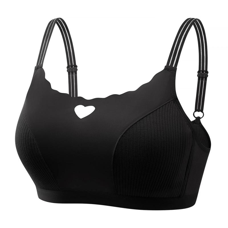 Women Heart Hollow Out Bra Breathable Gathered Bra