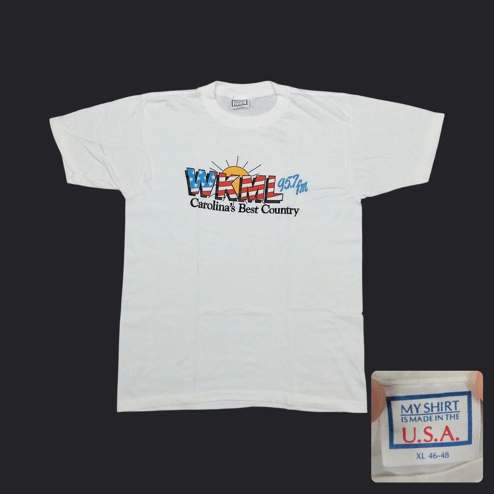 

Vintage 80s WKML 95.7 FM Radio Station Shirt Mens Medium White Carolina Country S